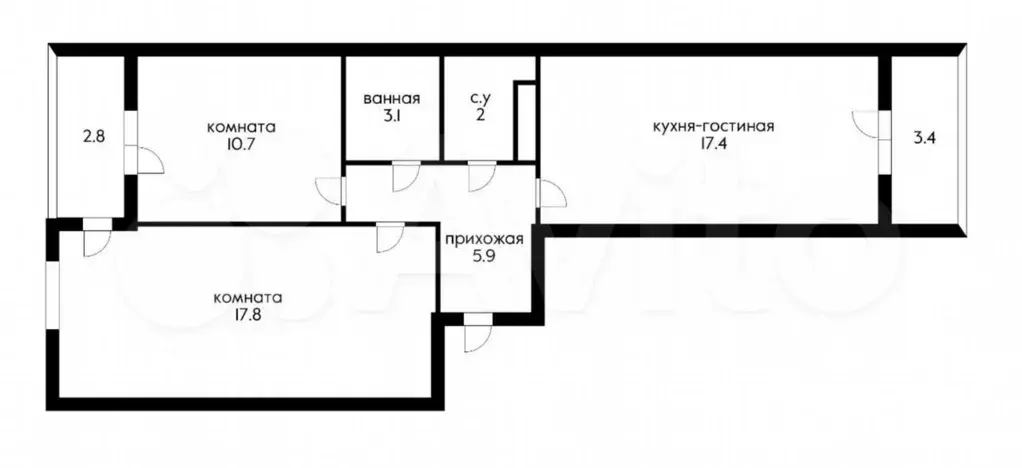 2-к. квартира, 63,1 м, 8/24 эт. - Фото 0