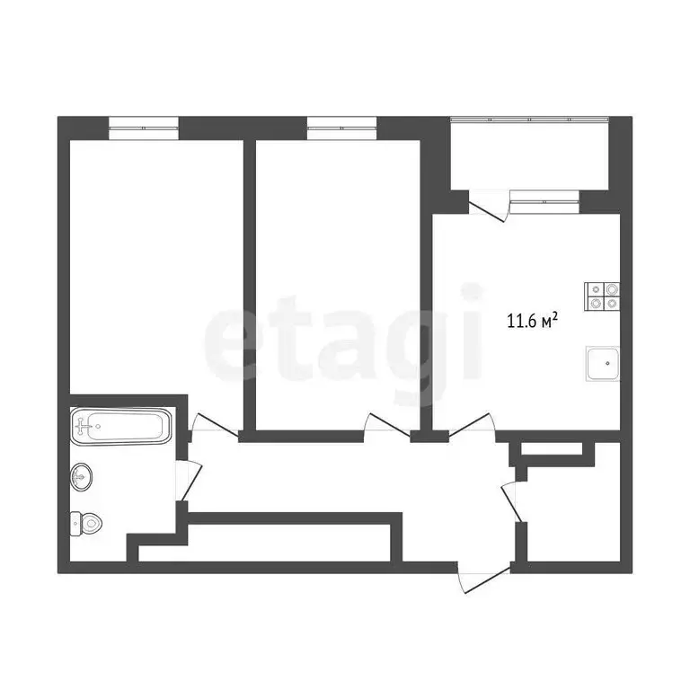 2-комнатная квартира: Тюмень, улица Газовиков, 63 (57.4 м) - Фото 1