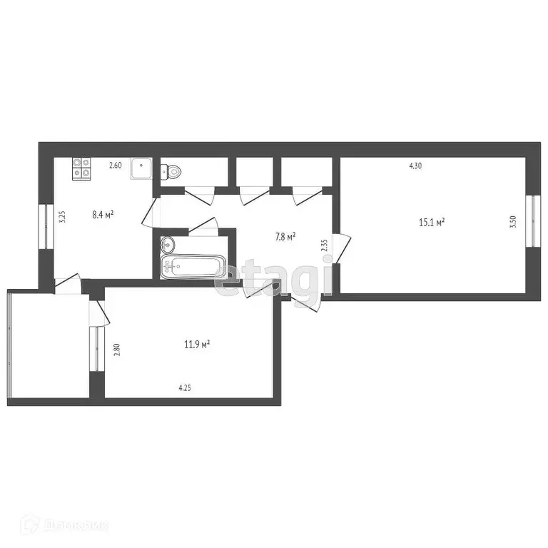 Продаётся 2-к квартира, 52 м - Фото 0