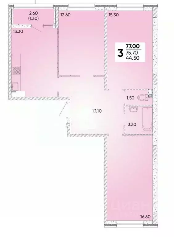 3-к кв. Краснодарский край, Краснодар ул. Наставников, 12к1 (77.0 м) - Фото 1
