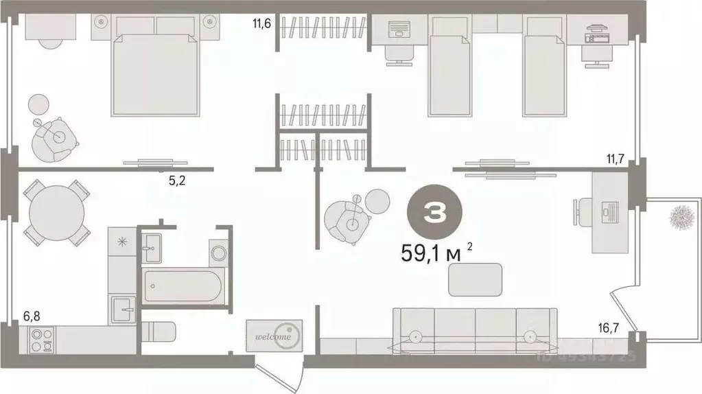 3-к кв. Свердловская область, Екатеринбург ул. Зенитчиков, 14 (59.1 м) - Фото 2