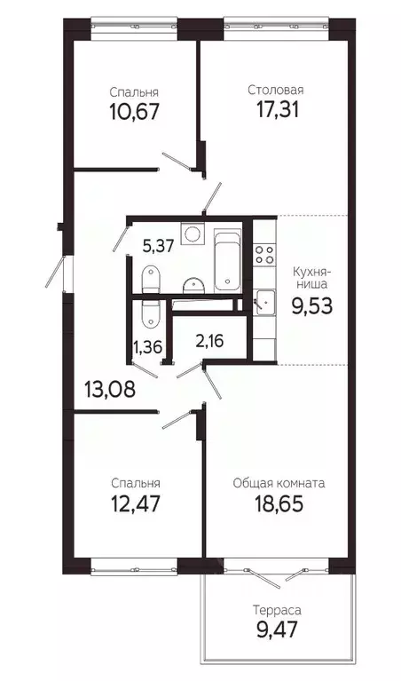 3-к кв. Томская область, Томск Комсомольский просп., 48 (90.1 м) - Фото 0