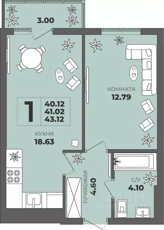 1-к кв. Калининградская область, Калининград ул. Генерала Толстикова, ... - Фото 1