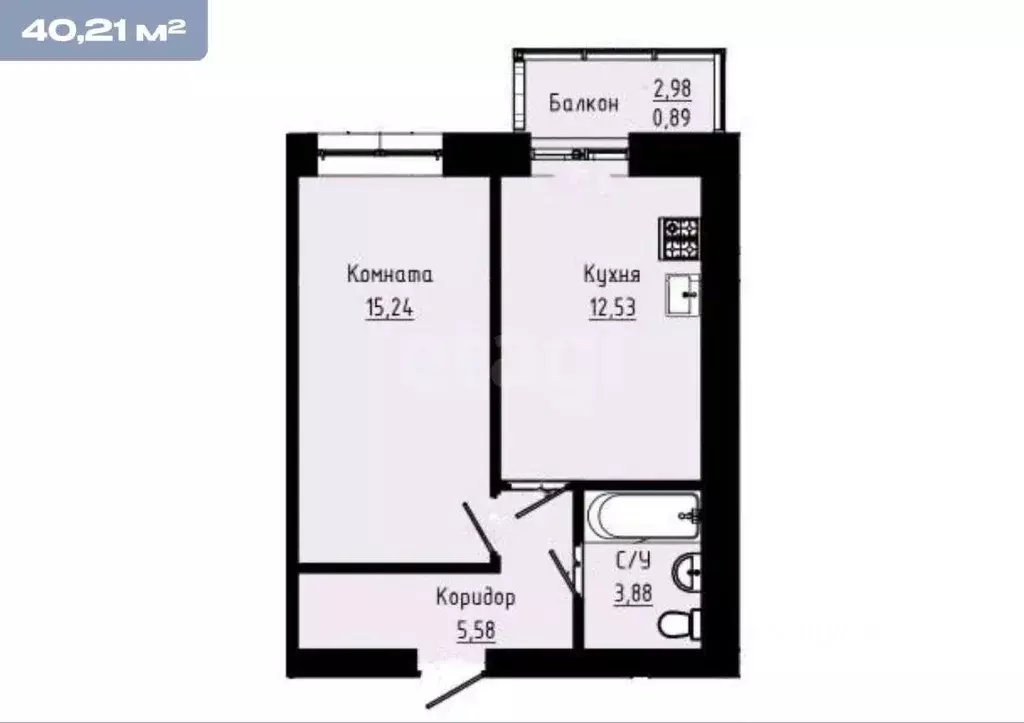 1-к кв. Липецкая область, Липецк Боевой проезд, 49 (40.213 м) - Фото 2