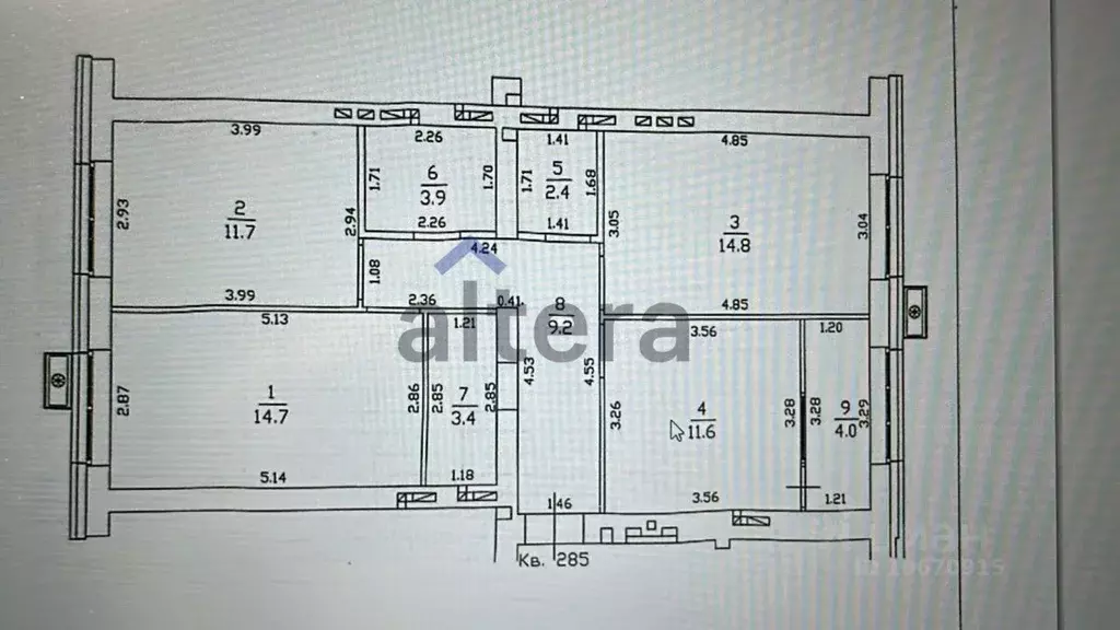 3-к кв. Татарстан, Казань ул. Азата Аббасова, 23А (75.7 м) - Фото 1