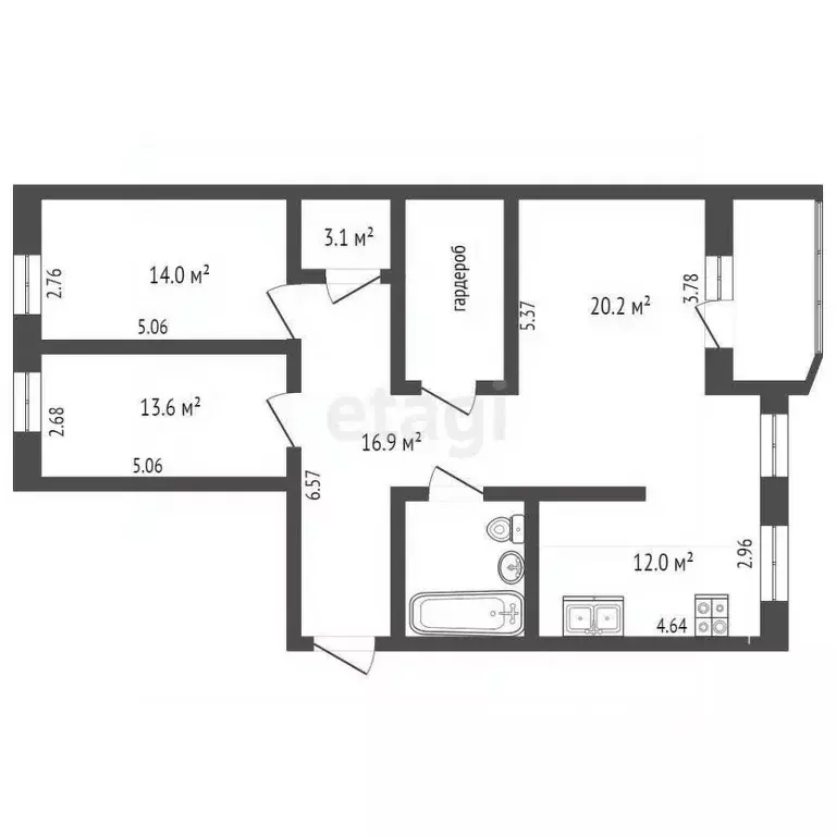 3-к кв. Ярославская область, Ярославль ул. Труфанова, 28а (96.9 м) - Фото 2