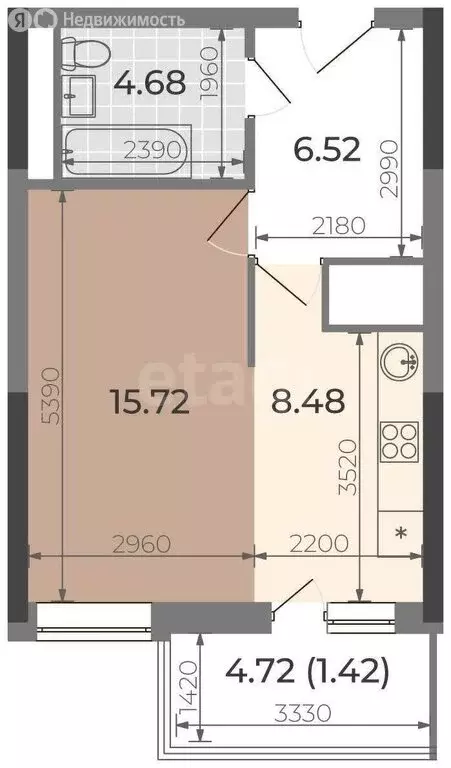 1-комнатная квартира: Казань, улица Короленко, 28Б (35.9 м) - Фото 0
