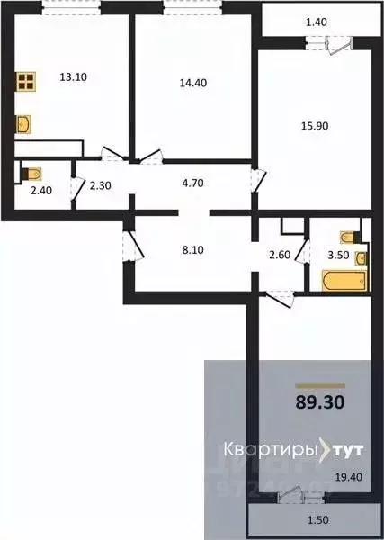 3-к кв. Воронежская область, Воронеж ул. Пескова, 3 (89.3 м) - Фото 0