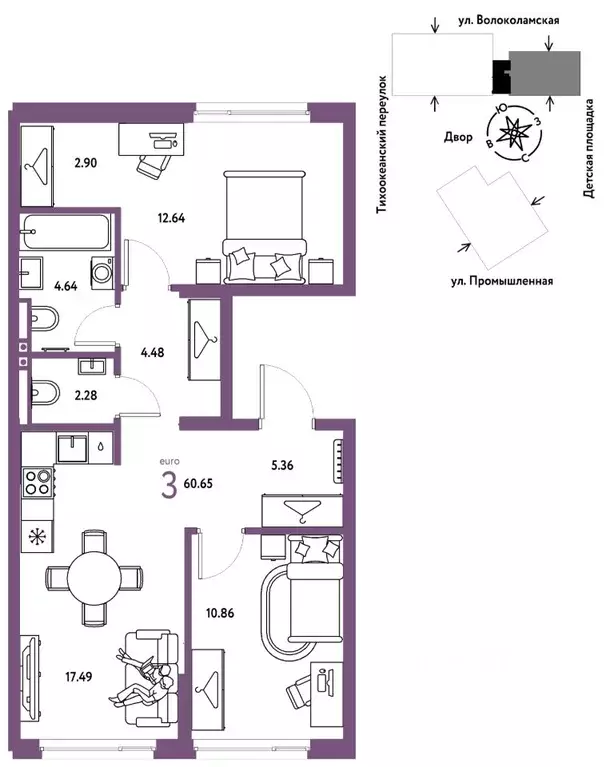 3-к кв. Тюменская область, Тюмень ул. Мельникайте, 42к1 (60.65 м) - Фото 0