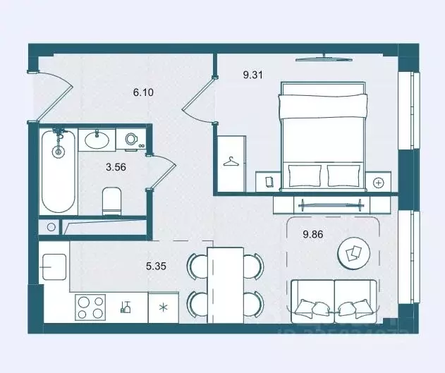 1-к кв. Брянская область, Брянск О Берег жилой комплекс (34.18 м) - Фото 1