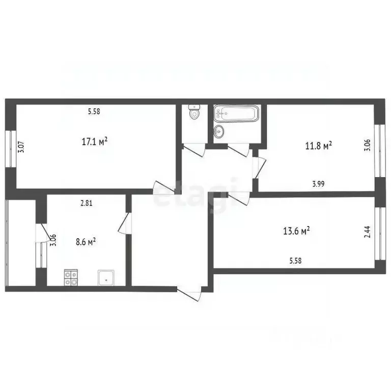 3-к кв. Ханты-Мансийский АО, Сургут ул. Просвещения, 47 (67.2 м) - Фото 1