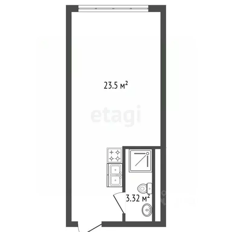 Студия Санкт-Петербург ул. Салова, 61 (26.3 м) - Фото 2