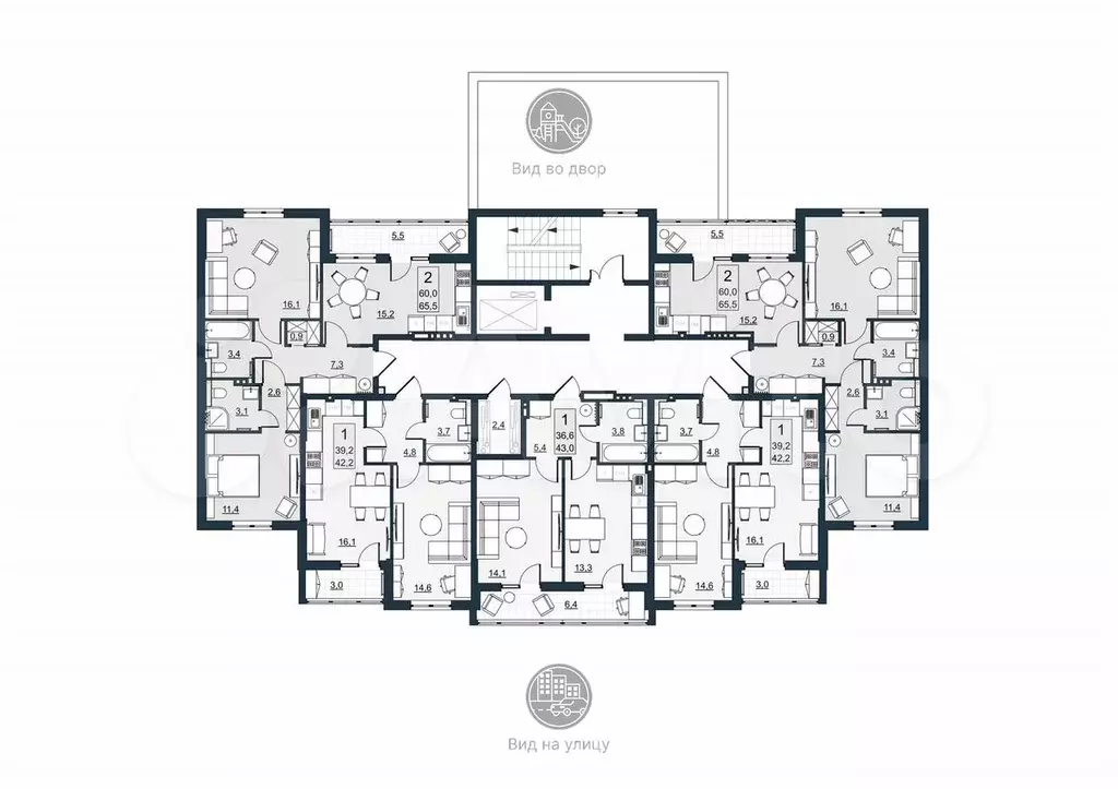 2-к. квартира, 60 м, 3/10 эт. - Фото 1