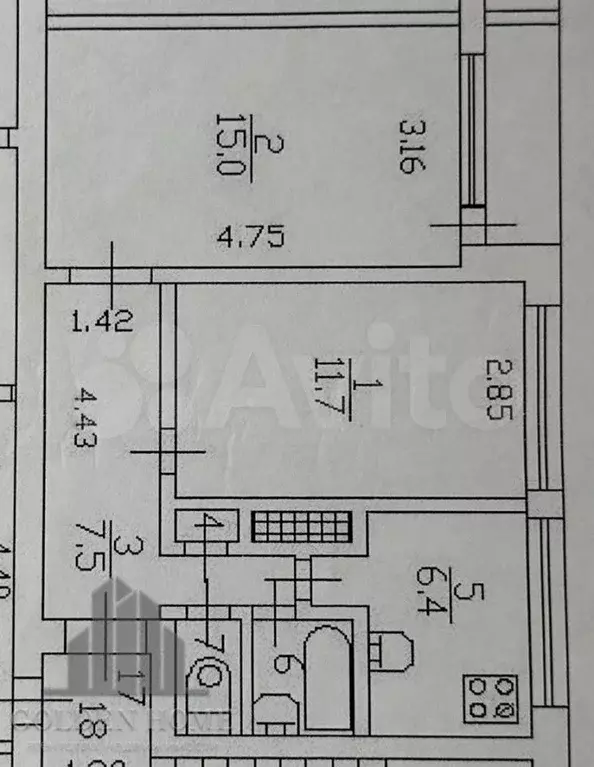 2-к. квартира, 45 м, 5/9 эт. - Фото 0