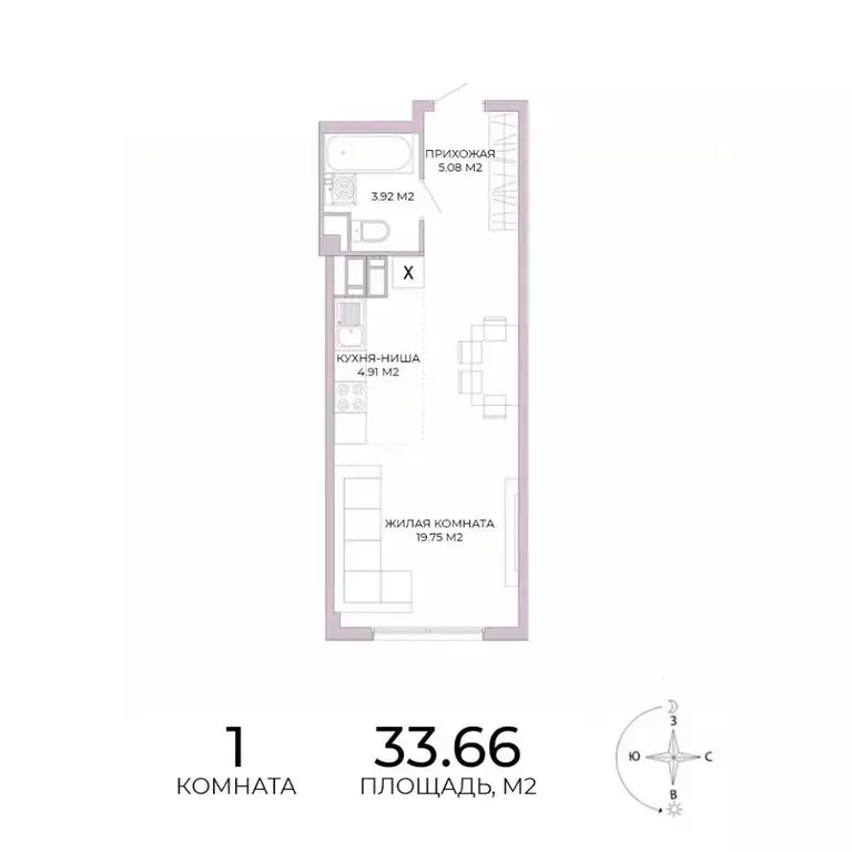 1-к кв. Пензенская область, Пенза Побочинская ул., с18 (33.66 м) - Фото 0