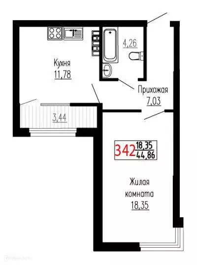 Продаётся 1-к квартира, 44.9 м - Фото 0