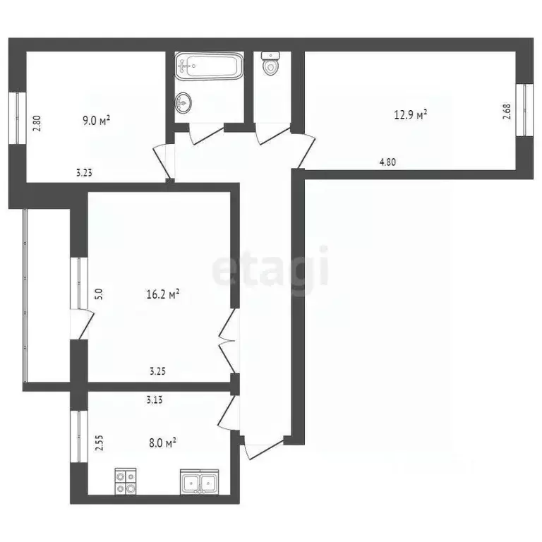 3-к кв. Омская область, Омск ул. Масленникова, 21 (62.0 м) - Фото 1