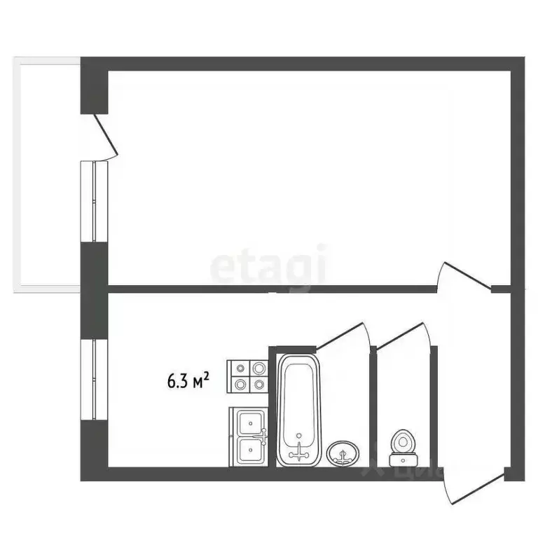 1-к кв. Архангельская область, Архангельск ул. Победы, 114 (31.1 м) - Фото 2