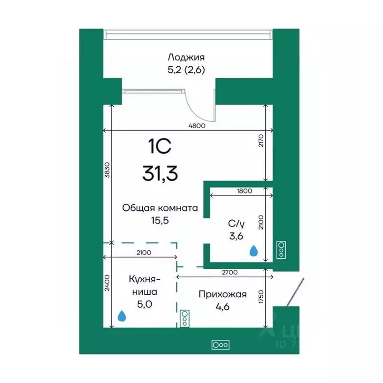 1-к кв. Алтайский край, Барнаул Просторная ул., 390к2 (31.3 м) - Фото 1