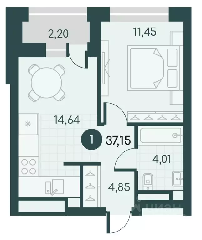 1-к кв. Курганская область, Курган Малиновые высоты жилой комплекс ... - Фото 1