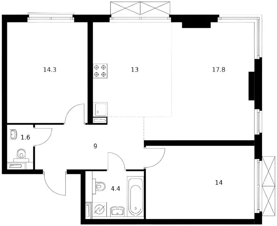 3-к кв. Москва Большая Филевская ул., 3к3 (75.0 м) - Фото 1