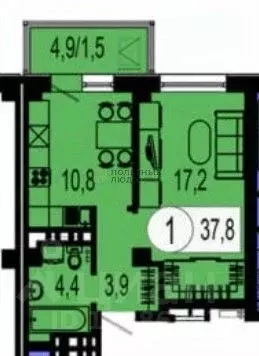 1-к кв. Красноярский край, Красноярск ул. Лесников, 23 (36.1 м) - Фото 2