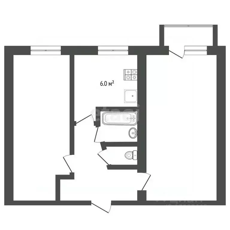 2-к кв. Тюменская область, Тюмень ул. Парфенова, 17 (44.4 м) - Фото 2