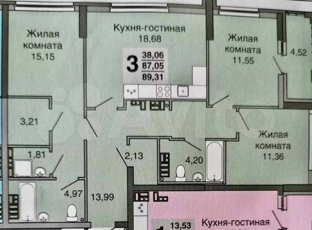 3-к. квартира, 86,2 м, 10/25 эт. - Фото 0