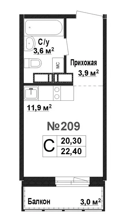 Квартира-студия: Нижний Новгород, жилой комплекс Торпедо (20.3 м) - Фото 0