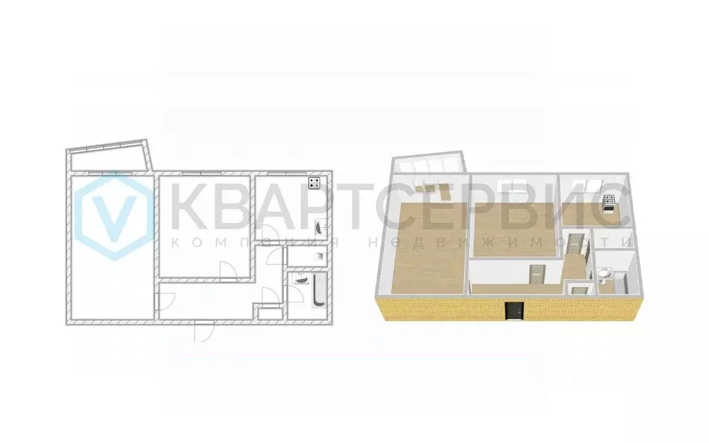 2-к кв. Омская область, Омск ул. Крупской, 17/3 (51.6 м) - Фото 2