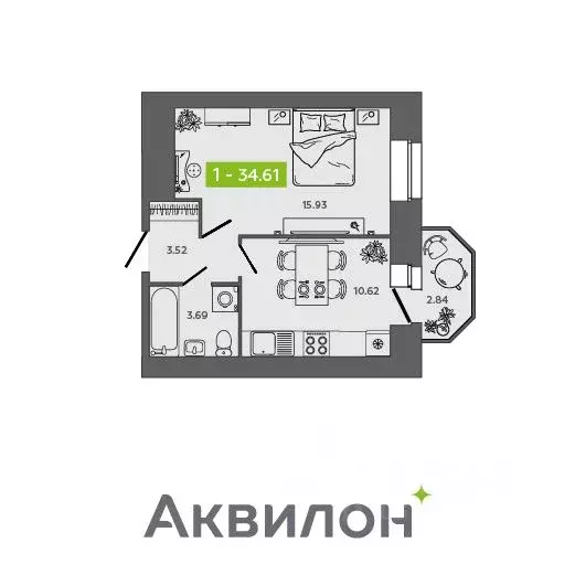 1-к кв. Архангельская область, Северодвинск Квартал № 100 жилой ... - Фото 0