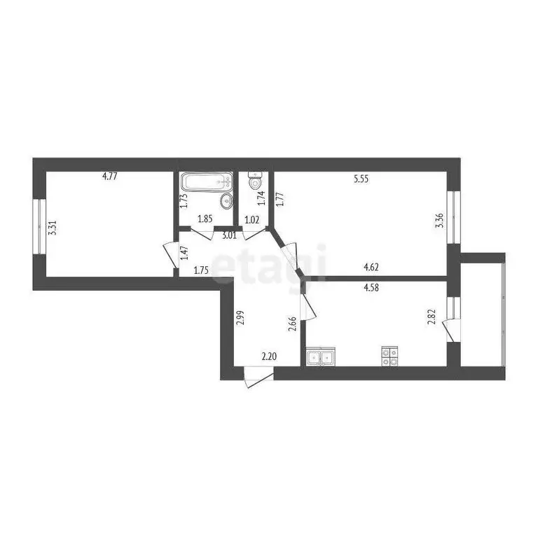 2-комнатная квартира: Тюмень, Широтная улица, 158к1 (61 м) - Фото 0