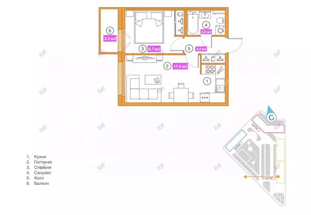 1-к кв. Санкт-Петербург Яхтенная ул., 24к2 (34.6 м) - Фото 2