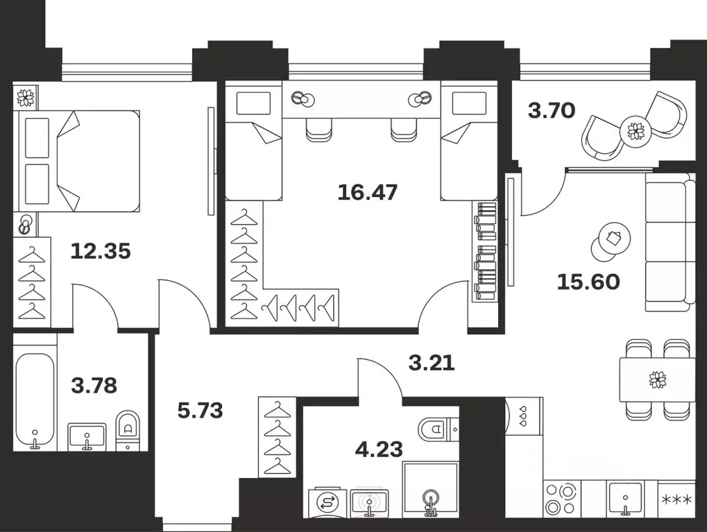 2-к кв. Тульская область, Тула ул. Болотникова, 4 (65.07 м) - Фото 1