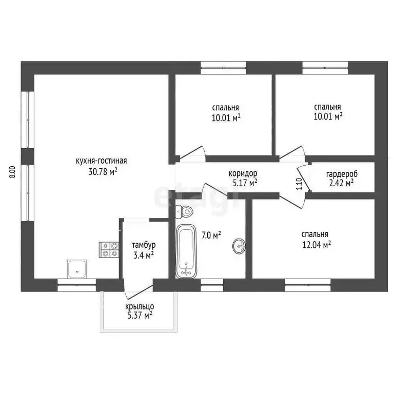 Дом в Новое Барятино, улица Есенина (90 м) - Фото 1