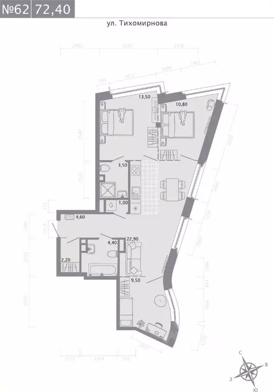 3-к кв. Татарстан, Казань ул. Калинина, 1Б (72.4 м) - Фото 0