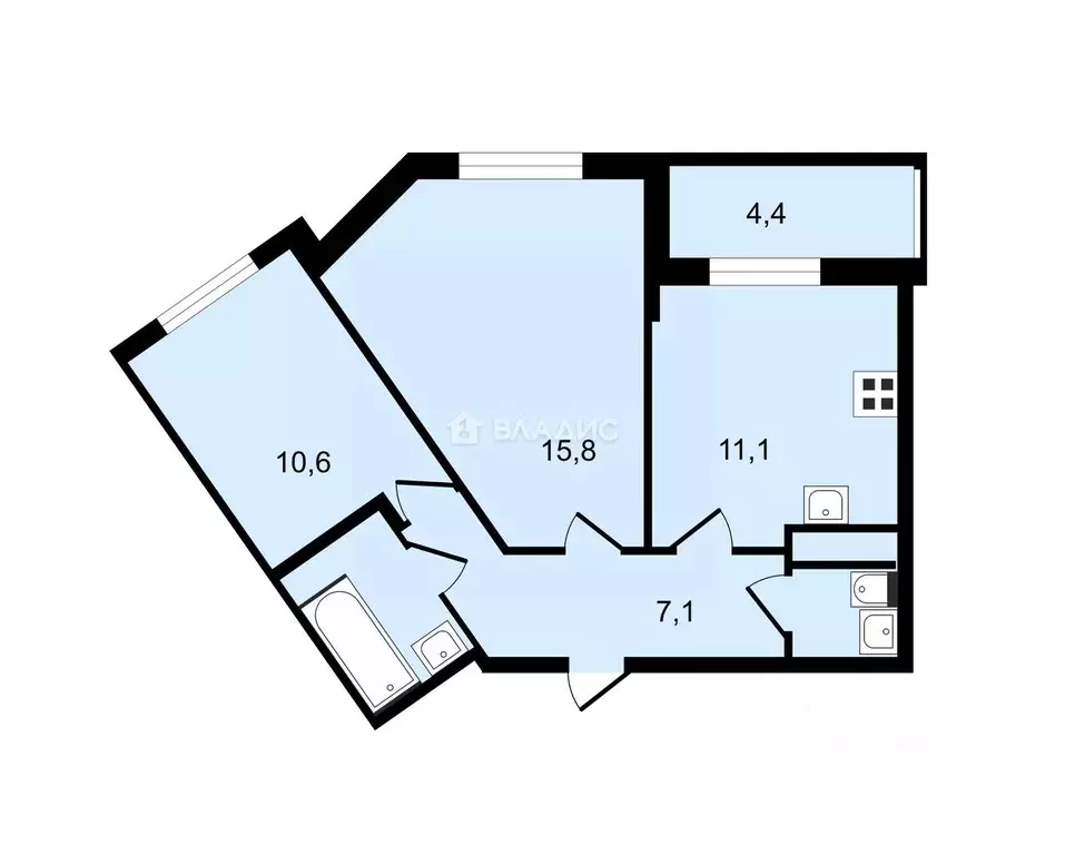 2-к кв. Санкт-Петербург ул. Плесецкая, 10 (54.3 м) - Фото 1