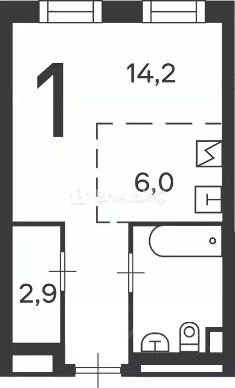 Студия Москва Клинская ул., 2Ак7 (33.0 м) - Фото 1