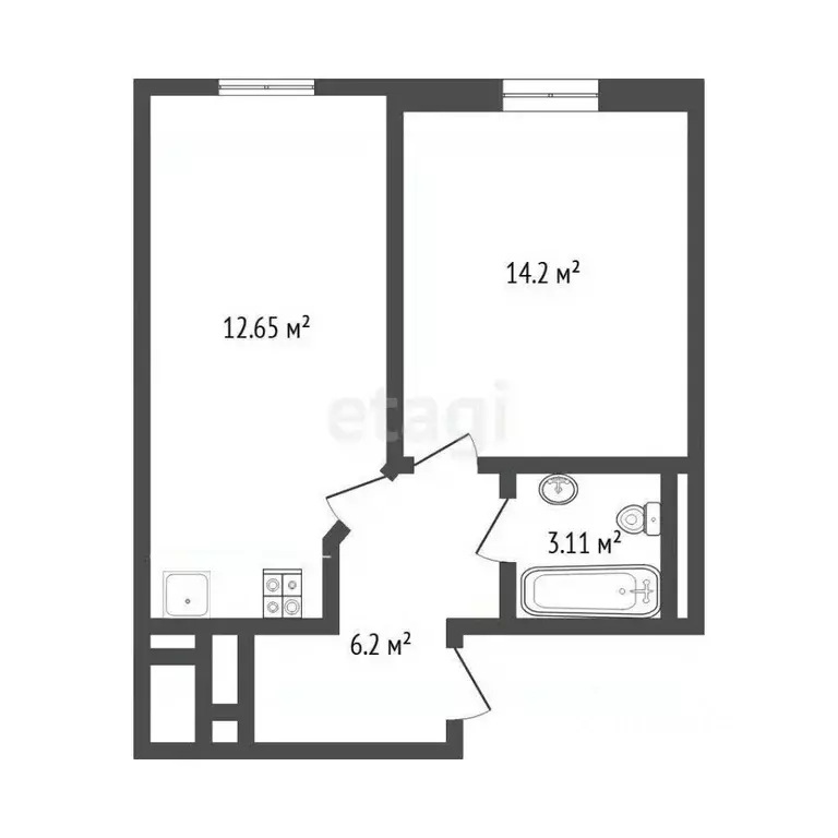 1-к кв. Тюменская область, Тюменский муниципальный округ, д. Патрушева ... - Фото 1