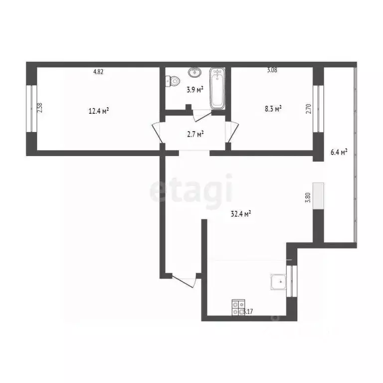 3-к кв. Тюменская область, Тюмень ул. Максима Горького, 59 (59.7 м) - Фото 1