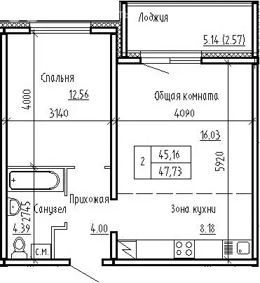 2-комнатная квартира: посёлок Элитный, Венская улица, 12 (45.16 м) - Фото 0