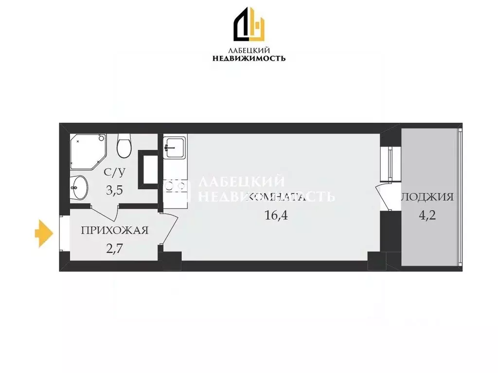 Студия Санкт-Петербург Пулковское ш., 14Е (24.7 м) - Фото 2
