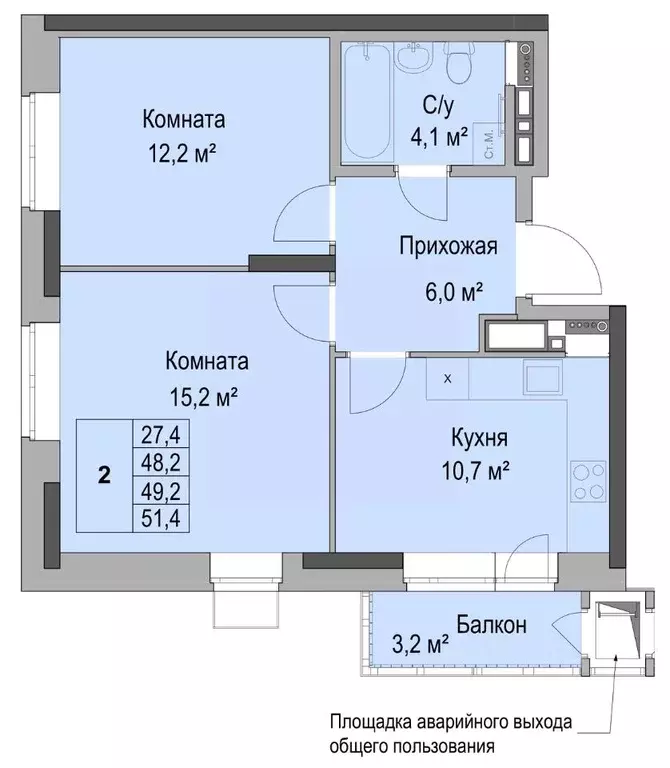 2-к кв. Удмуртия, Ижевск Ботеневский пер., 30к1 (49.2 м) - Фото 0