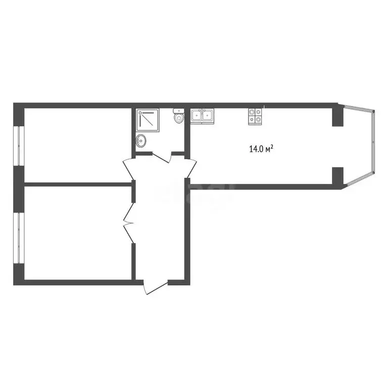 2-комнатная квартира: Баксан, улица имени Ю.А. Гагарина, 2/7с20 (57.9 ... - Фото 1