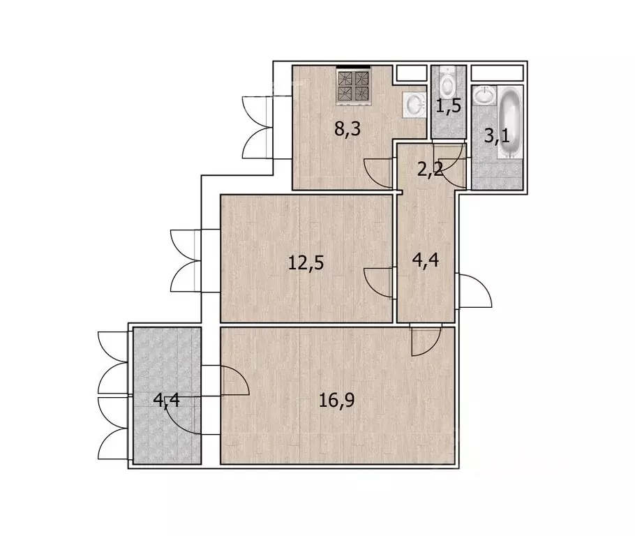 2-к кв. Башкортостан, Уфа ул. Миловская, 16 (48.9 м) - Фото 1