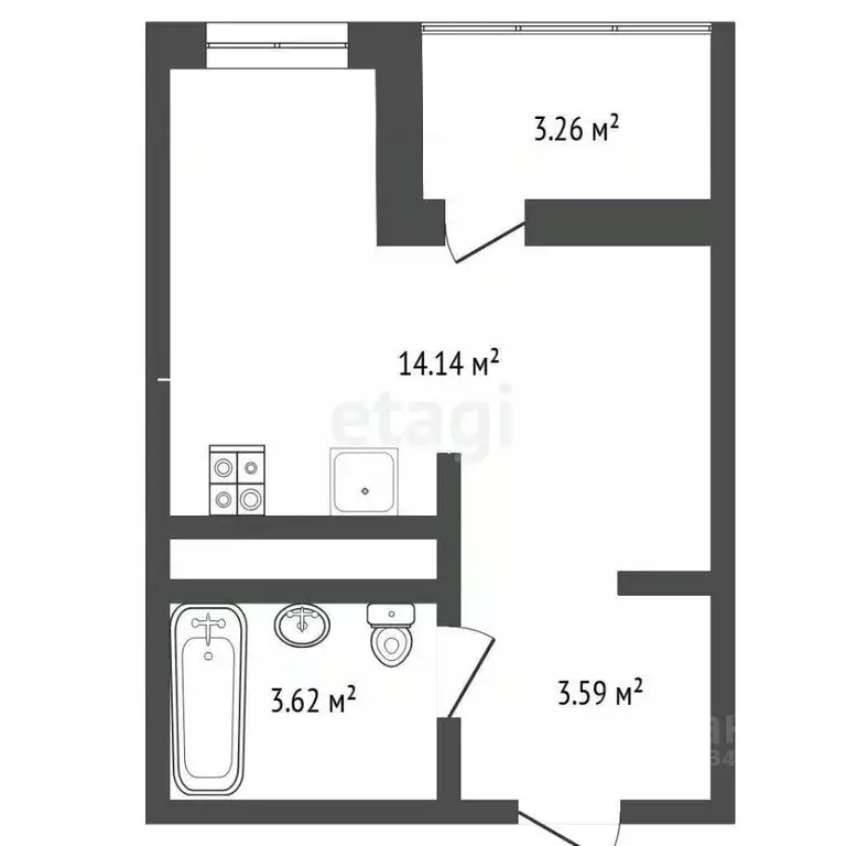 Студия Тюменская область, Тюменский муниципальный округ, д. Патрушева ... - Фото 1