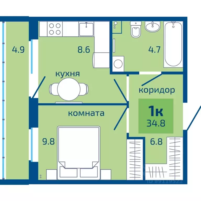 1-к кв. Пермский край, Пермь ул. Старшего Лейтенанта Гачегова, 1 (34.8 ... - Фото 1
