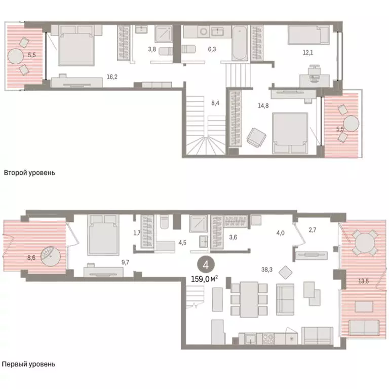 4-комнатная квартира: Тюмень, ЖК Дом у Озера (159 м) - Фото 1