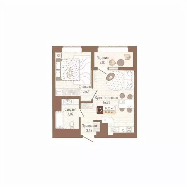 1-к кв. Тульская область, Тула Кулик жилой комплекс (36.0 м) - Фото 1