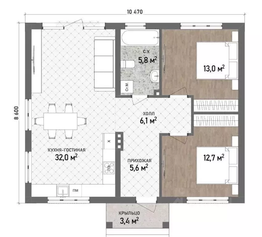 Дом, 80 м - Фото 1